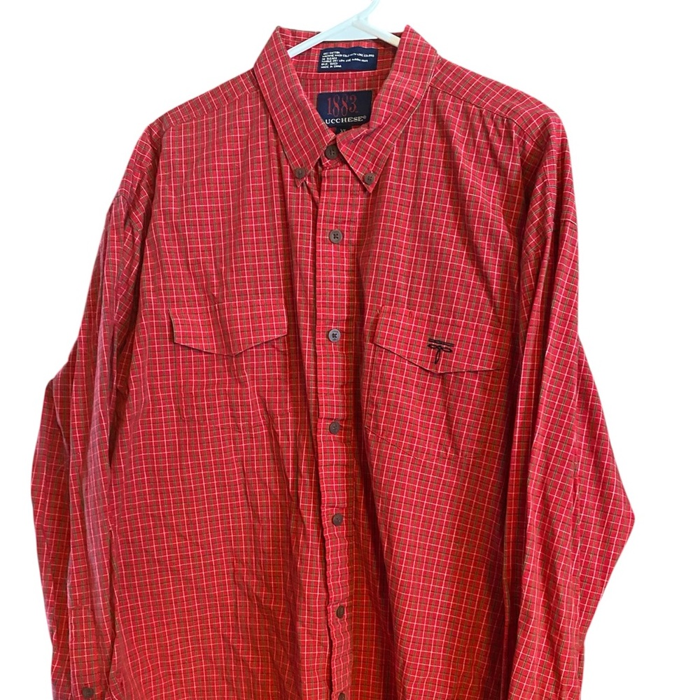 Lucchese Red Plaid Cotton Button-Down Shirt